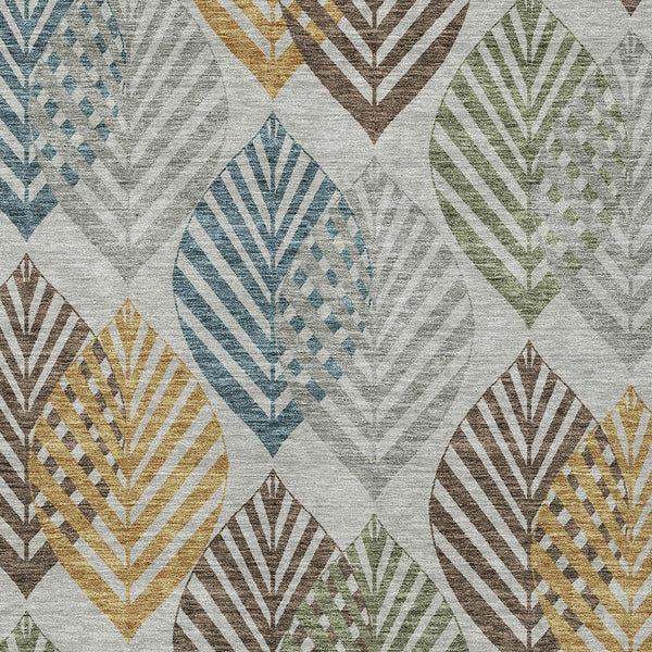 Homeroots 3' Artichoke Green Floral Area Rug - Washable, Durable, Ideal For Indoor & Outdoor Spaces 8' X 10' Polyester 584419