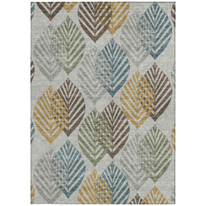 Homeroots 3' Artichoke Green Floral Area Rug - Washable, Durable, Ideal For Indoor & Outdoor Spaces 9' X 12' Polyester 584420