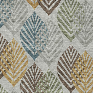 Homeroots 3' Artichoke Green Floral Area Rug - Washable, Durable, Ideal For Indoor & Outdoor Spaces 9' X 12' Polyester 584420