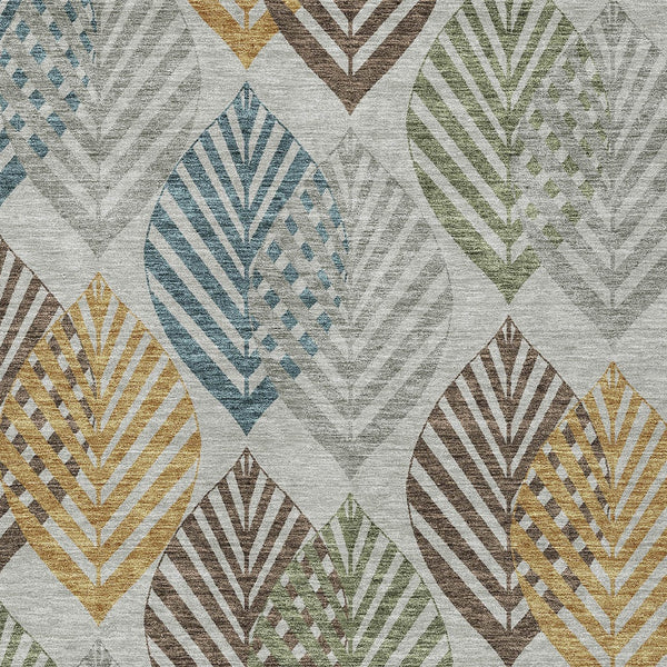 Homeroots 3' Artichoke Green Floral Area Rug - Washable, Durable, Ideal For Indoor & Outdoor Spaces 9' X 12' Polyester 584420