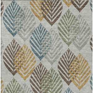 Homeroots 3' Artichoke Green Floral Area Rug - Washable, Durable, Ideal For Indoor & Outdoor Spaces 10' X 14' Polyester 584421