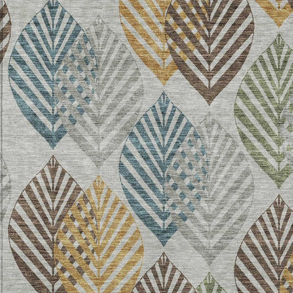 Homeroots 3' Artichoke Green Floral Area Rug - Washable, Durable, Ideal For Indoor & Outdoor Spaces 10' X 14' Polyester 584421