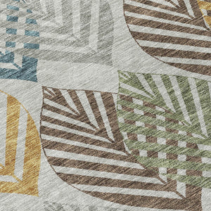 Homeroots 3' Artichoke Green Floral Area Rug - Washable, Durable, Ideal For Indoor & Outdoor Spaces 10' X 14' Polyester 584421