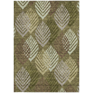 Homeroots 3' Artichoke Green Floral Area Rug - Washable, Durable, Ideal For Indoor & Outdoor Spaces 5' X 8' Polyester 584423