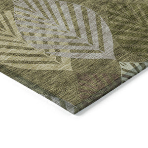 Homeroots 3' Artichoke Green Floral Area Rug - Washable, Durable, Ideal For Indoor & Outdoor Spaces 8' X 10' Polyester 584425