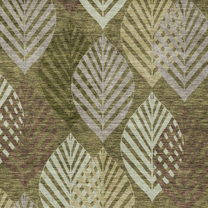 Homeroots 3' Artichoke Green Floral Area Rug - Washable, Durable, Ideal For Indoor & Outdoor Spaces 8' X 10' Polyester 584425