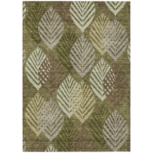 HomeRoots 9' Olive Green Floral Area Rug - Washable, Durable for Indoor & Outdoor Spaces, Stain Resistant & Stylish 9' X 12' 584426