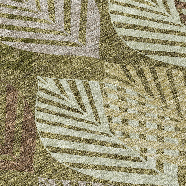 Homeroots 3' Artichoke Green Floral Area Rug - Washable, Durable, Ideal For Indoor & Outdoor Spaces 9' X 12' Polyester 584426