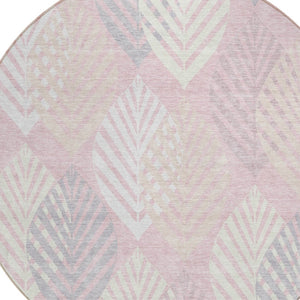 Homeroots 3' Artichoke Green Floral Area Rug - Washable, Durable, Ideal For Indoor & Outdoor Spaces 8' Round Polyester 584430