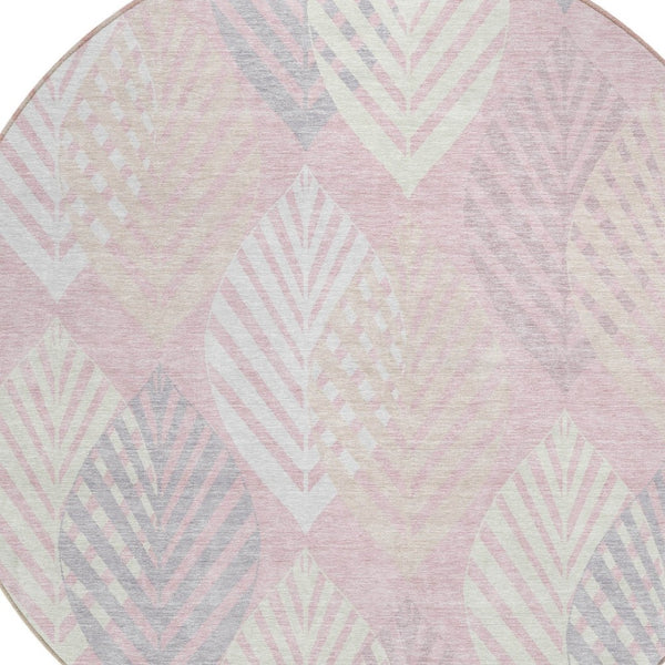 Homeroots 3' Artichoke Green Floral Area Rug - Washable, Durable, Ideal For Indoor & Outdoor Spaces 8' Round Polyester 584430