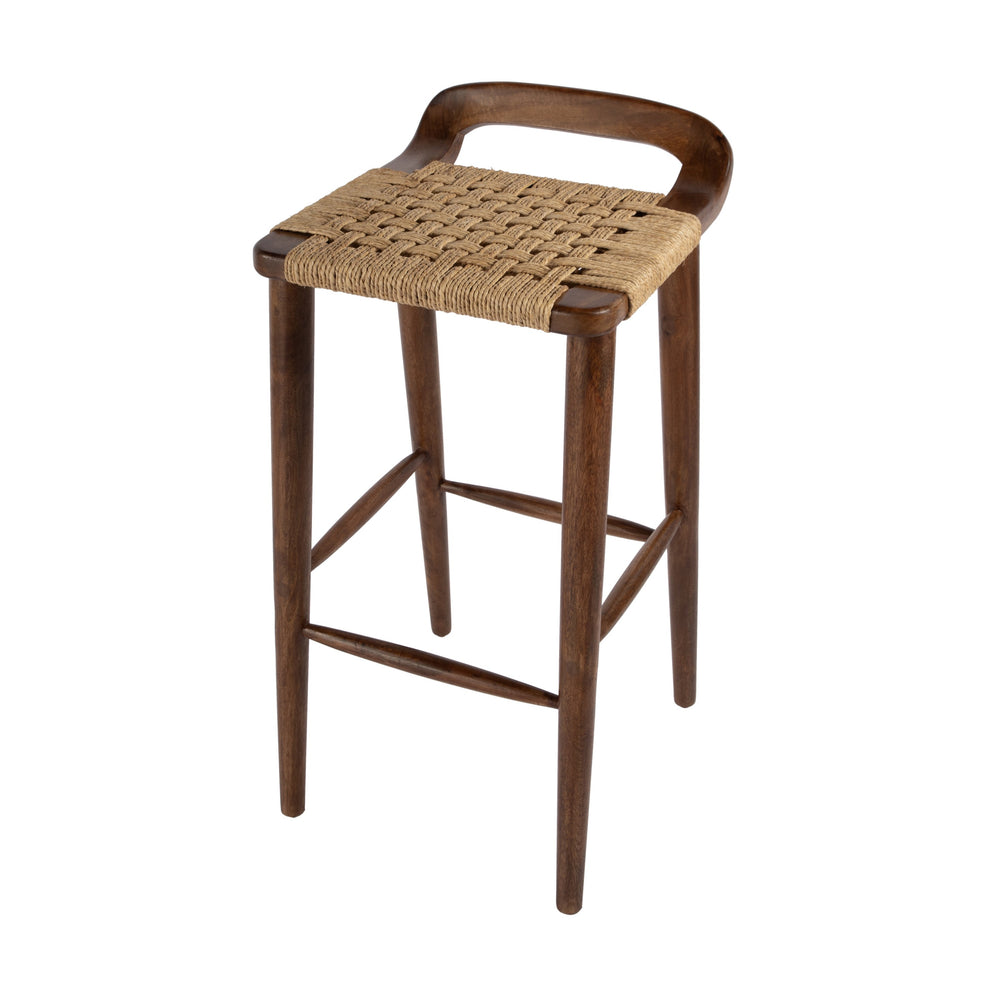 Butler Specialty Luna Wood And Jute Counter Stool - Vintage Charm Meets Modern Elegance For Stylish Spaces Brown Mango Solids,Jute Rope 5844354-butler