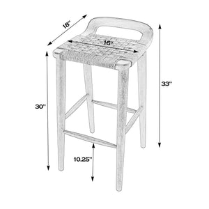 Butler Specialty Luna Wood And Jute Counter Stool - Vintage Charm Meets Modern Elegance For Stylish Spaces Brown Mango Solids,Jute Rope 5844354-butler