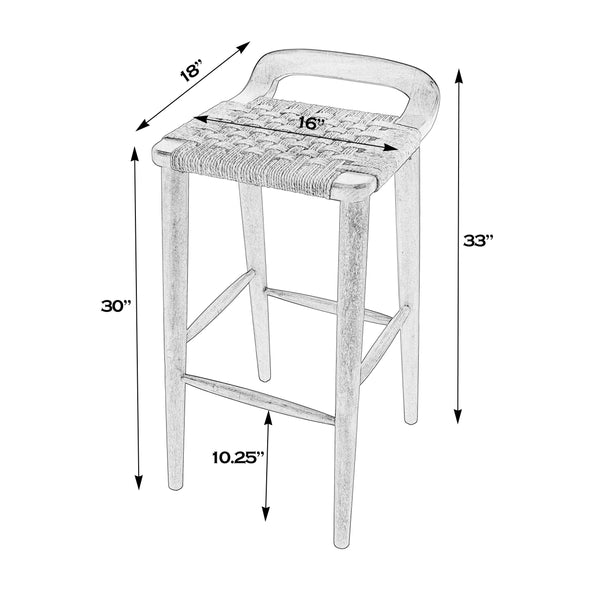 Butler Specialty Luna Wood And Jute Counter Stool - Vintage Charm Meets Modern Elegance For Stylish Spaces Brown Mango Solids,Jute Rope 5844354-butler