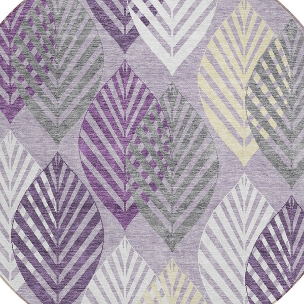 Homeroots 3' Artichoke Green Floral Area Rug - Washable, Durable, Ideal For Indoor & Outdoor Spaces 8' Round Polyester 584436