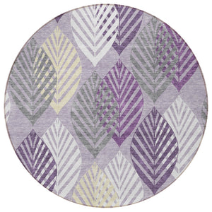 Homeroots 3' Artichoke Green Floral Area Rug - Washable, Durable, Ideal For Indoor & Outdoor Spaces 8' Round Polyester 584436