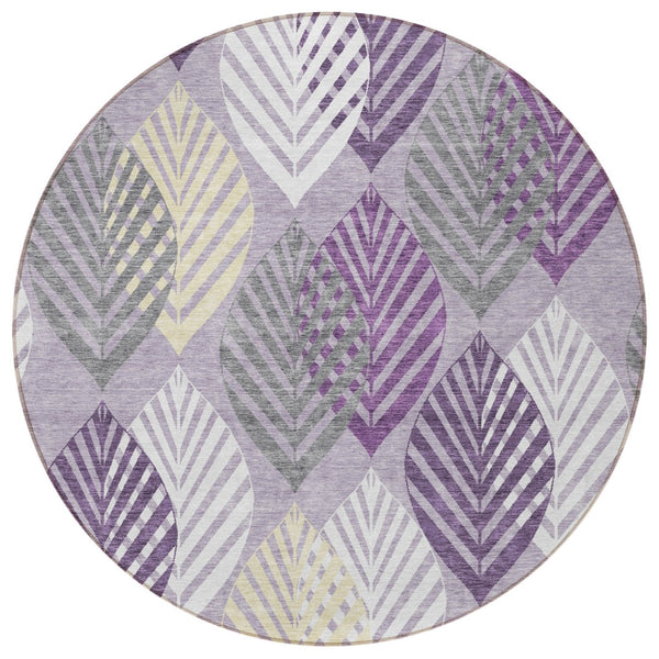 Homeroots 3' Artichoke Green Floral Area Rug - Washable, Durable, Ideal For Indoor & Outdoor Spaces 8' Round Polyester 584436