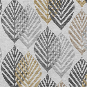 Homeroots 3' Artichoke Green Floral Area Rug - Washable, Durable, Ideal For Indoor & Outdoor Spaces 3' X 5' Polyester 584440