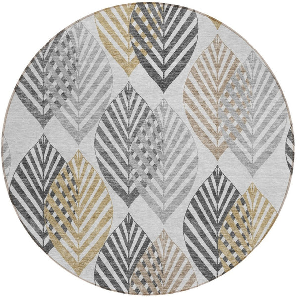 Homeroots 3' Artichoke Green Floral Area Rug - Washable, Durable, Ideal For Indoor & Outdoor Spaces 8' Round Polyester 584442