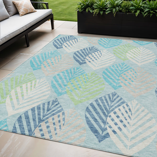 Homeroots 3' Artichoke Green Floral Area Rug - Washable, Durable, Ideal For Indoor & Outdoor Spaces 5' X 8' Polyester 584447