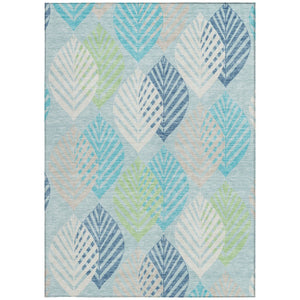 Homeroots 3' Artichoke Green Floral Area Rug - Washable, Durable, Ideal For Indoor & Outdoor Spaces 5' X 8' Polyester 584447