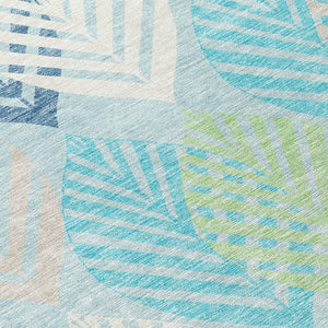 Homeroots 3' Artichoke Green Floral Area Rug - Washable, Durable, Ideal For Indoor & Outdoor Spaces 5' X 8' Polyester 584447