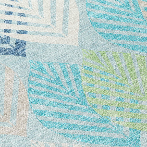 Homeroots 3' Artichoke Green Floral Area Rug - Washable, Durable, Ideal For Indoor & Outdoor Spaces 8' Round Polyester 584448