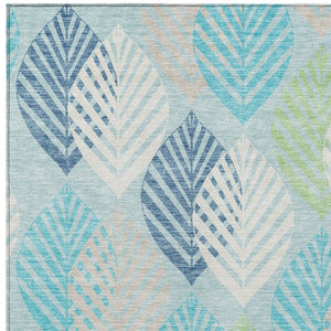 Homeroots 3' Artichoke Green Floral Area Rug - Washable, Durable, Ideal For Indoor & Outdoor Spaces 8' X 10' Polyester 584449