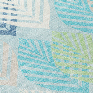 Homeroots 3' Artichoke Green Floral Area Rug - Washable, Durable, Ideal For Indoor & Outdoor Spaces 8' X 10' Polyester 584449