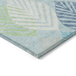 Homeroots 3' Artichoke Green Floral Area Rug - Washable, Durable, Ideal For Indoor & Outdoor Spaces 9' X 12' Polyester 584450