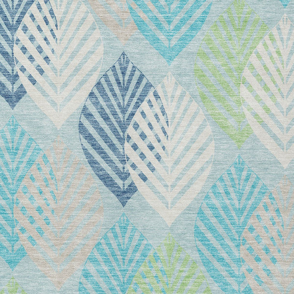 Homeroots 3' Artichoke Green Floral Area Rug - Washable, Durable, Ideal For Indoor & Outdoor Spaces 9' X 12' Polyester 584450