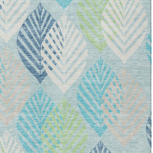 Homeroots 3' Artichoke Green Floral Area Rug - Washable, Durable, Ideal For Indoor & Outdoor Spaces 10' X 14' Polyester 584451