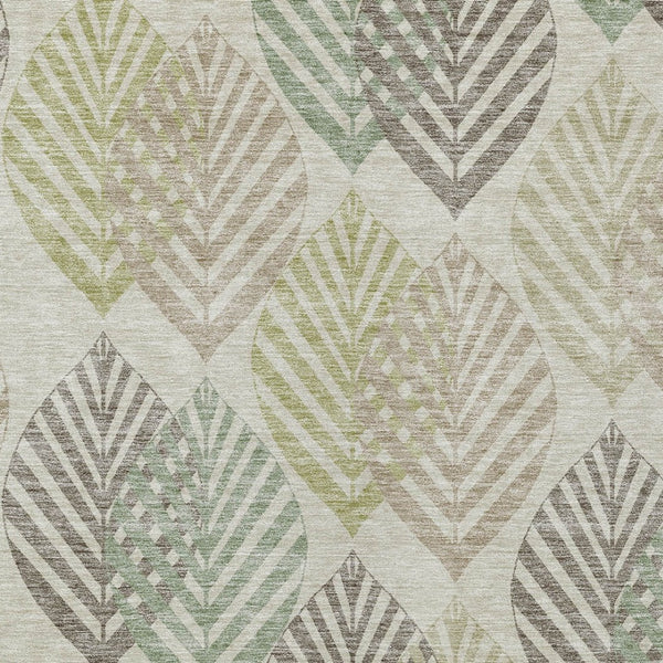 Homeroots 3' Artichoke Green Floral Area Rug - Washable, Durable, Ideal For Indoor & Outdoor Spaces 3' X 5' Polyester 584452