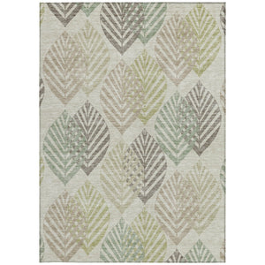 Homeroots 3' Artichoke Green Floral Area Rug - Washable, Durable, Ideal For Indoor & Outdoor Spaces 5' X 8' Polyester 584453