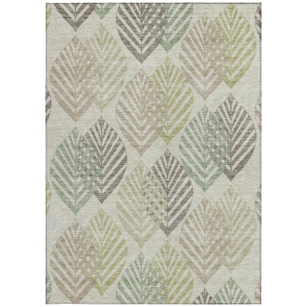 Homeroots 3' Artichoke Green Floral Area Rug - Washable, Durable, Ideal For Indoor & Outdoor Spaces 5' X 8' Polyester 584453