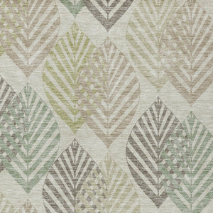 Homeroots 3' Artichoke Green Floral Area Rug - Washable, Durable, Ideal For Indoor & Outdoor Spaces 5' X 8' Polyester 584453