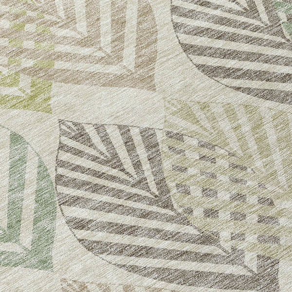 Homeroots 3' Artichoke Green Floral Area Rug - Washable, Durable, Ideal For Indoor & Outdoor Spaces 8' X 10' Polyester 584455