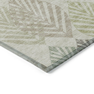 Homeroots 3' Artichoke Green Floral Area Rug - Washable, Durable, Ideal For Indoor & Outdoor Spaces 10' X 14' Polyester 584457