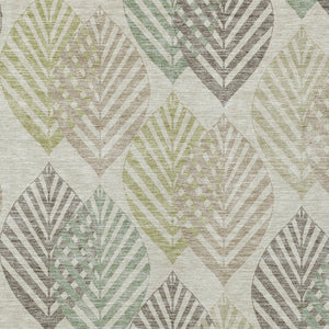 Homeroots 3' Artichoke Green Floral Area Rug - Washable, Durable, Ideal For Indoor & Outdoor Spaces 10' X 14' Polyester 584457