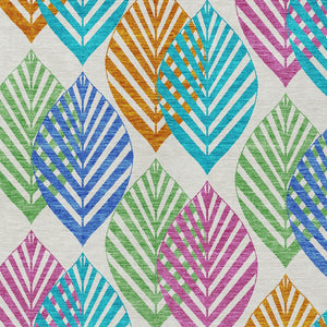 Homeroots 3' Artichoke Green Floral Area Rug - Washable, Durable, Ideal For Indoor & Outdoor Spaces 5' X 8' Polyester 584459