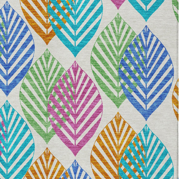 Homeroots 3' Artichoke Green Floral Area Rug - Washable, Durable, Ideal For Indoor & Outdoor Spaces 9' X 12' Polyester 584462