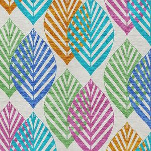 Homeroots 3' Artichoke Green Floral Area Rug - Washable, Durable, Ideal For Indoor & Outdoor Spaces 10' X 14' Polyester 584463