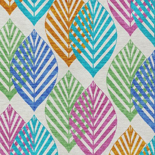 Homeroots 3' Artichoke Green Floral Area Rug - Washable, Durable, Ideal For Indoor & Outdoor Spaces 10' X 14' Polyester 584463