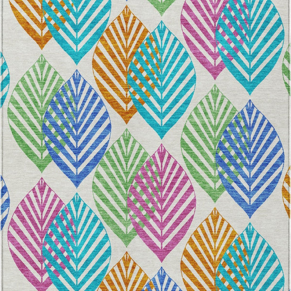 Homeroots 3' Artichoke Green Floral Area Rug - Washable, Durable, Ideal For Indoor & Outdoor Spaces 10' X 14' Polyester 584463