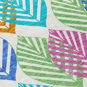 Homeroots 3' Artichoke Green Floral Area Rug - Washable, Durable, Ideal For Indoor & Outdoor Spaces 10' X 14' Polyester 584463