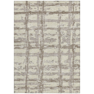 Homeroots 3' Stylish Beige Brown Taupe Striped Washable Area Rug For Indoor And Outdoor Comfort And Charm 5' X 8' Polyester 584465