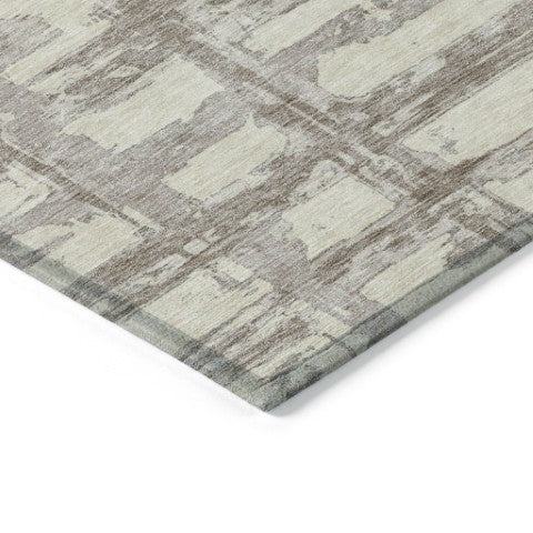 Homeroots 3' Stylish Beige Brown Taupe Striped Washable Area Rug For Indoor And Outdoor Comfort And Charm 5' X 8' Polyester 584465