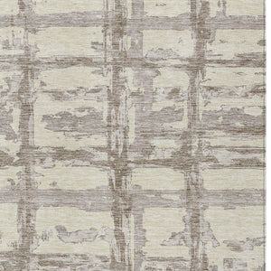 Homeroots 3' Stylish Beige Brown Taupe Striped Washable Area Rug For Indoor And Outdoor Comfort And Charm 5' X 8' Polyester 584465