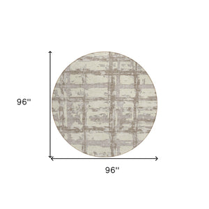 Homeroots 3' Stylish Beige Brown Taupe Striped Washable Area Rug For Indoor And Outdoor Comfort And Charm 8' Round Polyester 584466