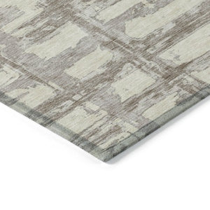 Homeroots 3' Stylish Beige Brown Taupe Striped Washable Area Rug For Indoor And Outdoor Comfort And Charm 8' X 10' Polyester 584467