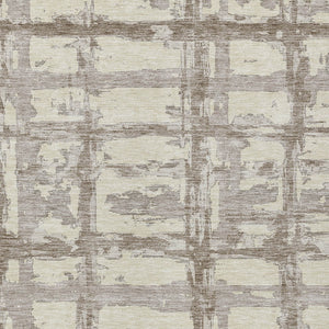 Homeroots 3' Stylish Beige Brown Taupe Striped Washable Area Rug For Indoor And Outdoor Comfort And Charm 9' X 12' Polyester 584468